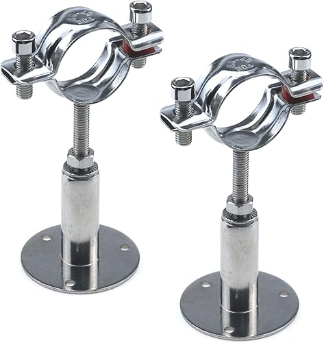 Quluxe 2 soportes de tubo de montaje en pared de acero inoxidable para montaje en techo, soporte de tubo ajustable para tubo de 1-12 pulgadas de