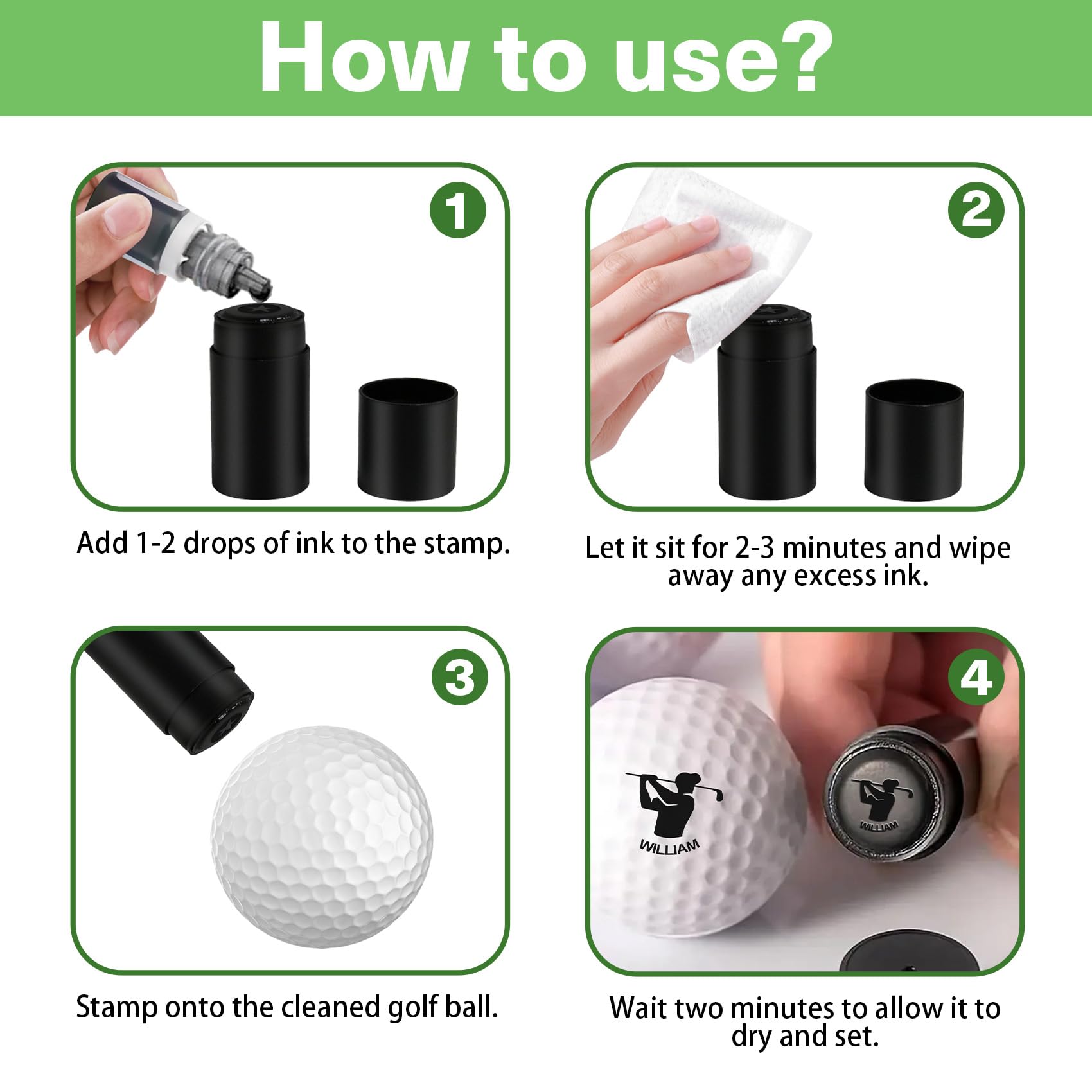 Timbro Palline Da Golf Pennarello Autoinchiostrante Personalizzato Con Pallina E Logo Impermeabile Riutilizzabile