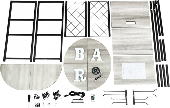 Estante para Vinos con Luz LED, Mesa Barra de Café de Metal Independiente miniatura 3