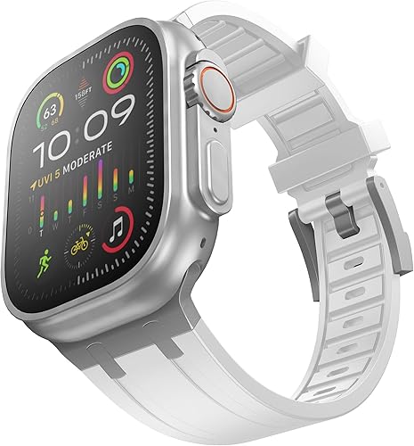 Miniatura 8 de Compatible con Apple Watch Ultra 2 Band para hombre, correa de silicona y hebilla de acero inoxidable diseñada para iPhone Watch, correas iWatch