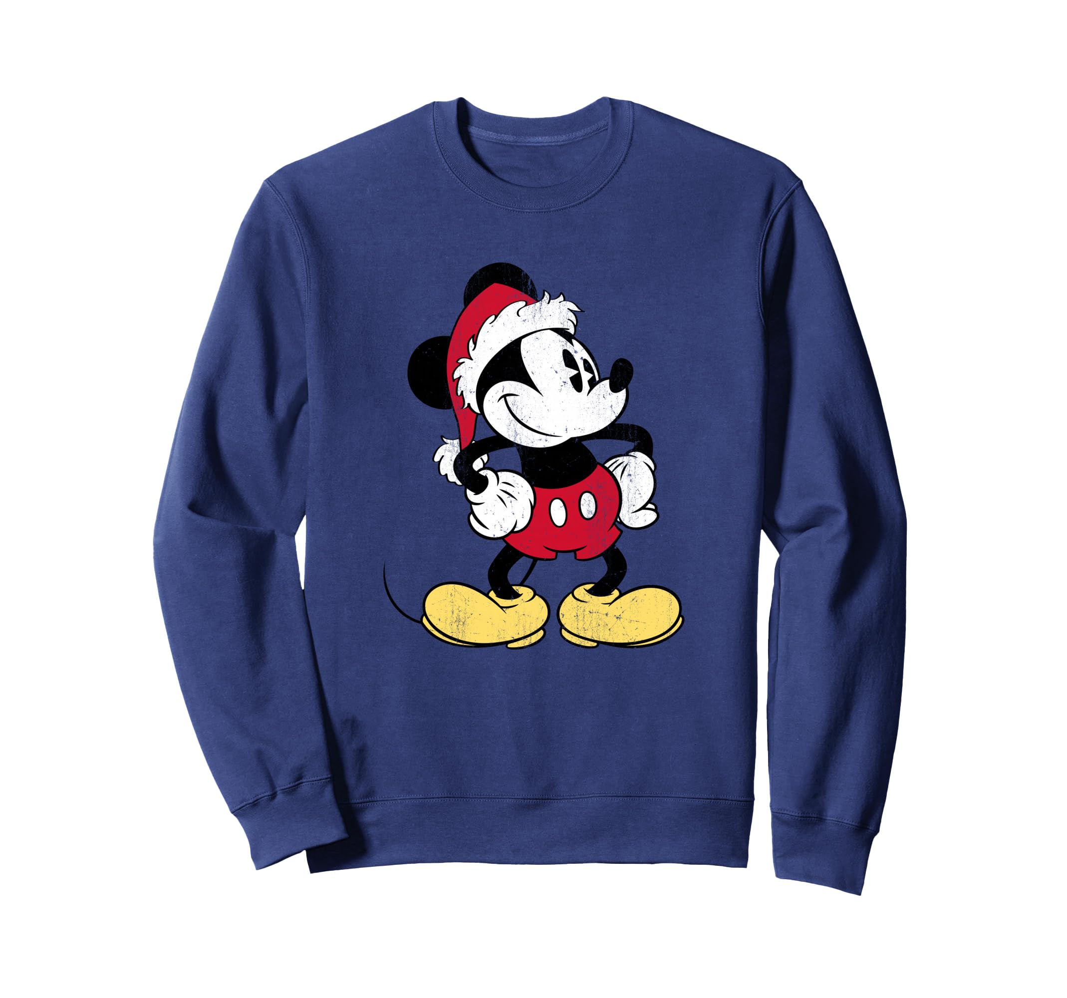 Sweatshirt Disney Mickey Père Noël en coton doux - Pull col rond de qualité supérieure