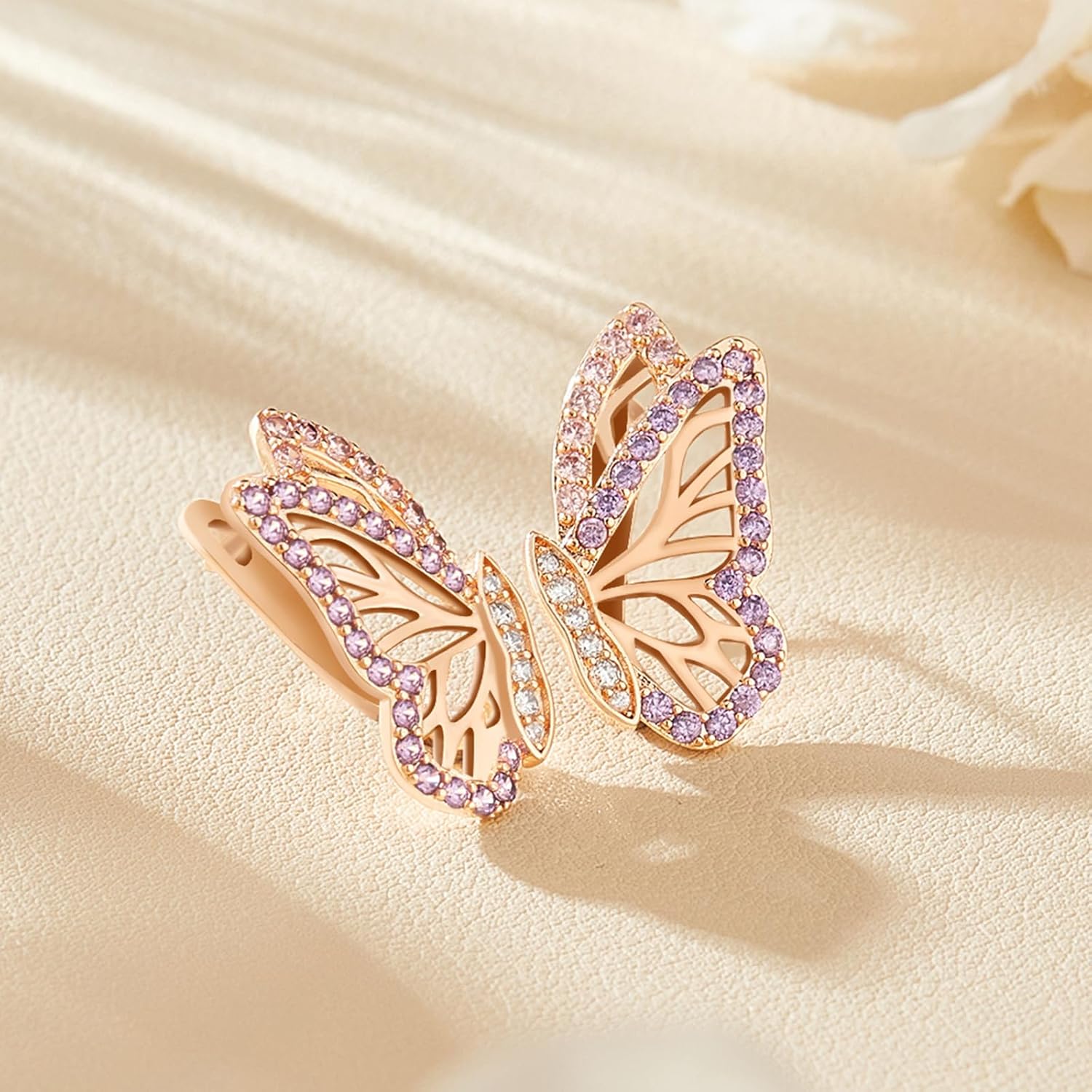 Richapex 18K Gold Earrings for Women Trendy, Butterfly Earring for Women Gold Hoop Earring, Gold Butterfly Earrings Hypoallergenic Stud - Image 6