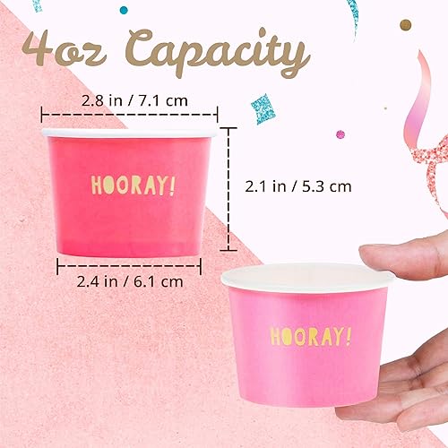 Miniatura 4 de MATICAN Vasos de papel para helado, paquete de 50 cuencos desechables de postre de 4 onzas para bebidas calientes y frías, 4 onzas, papel de