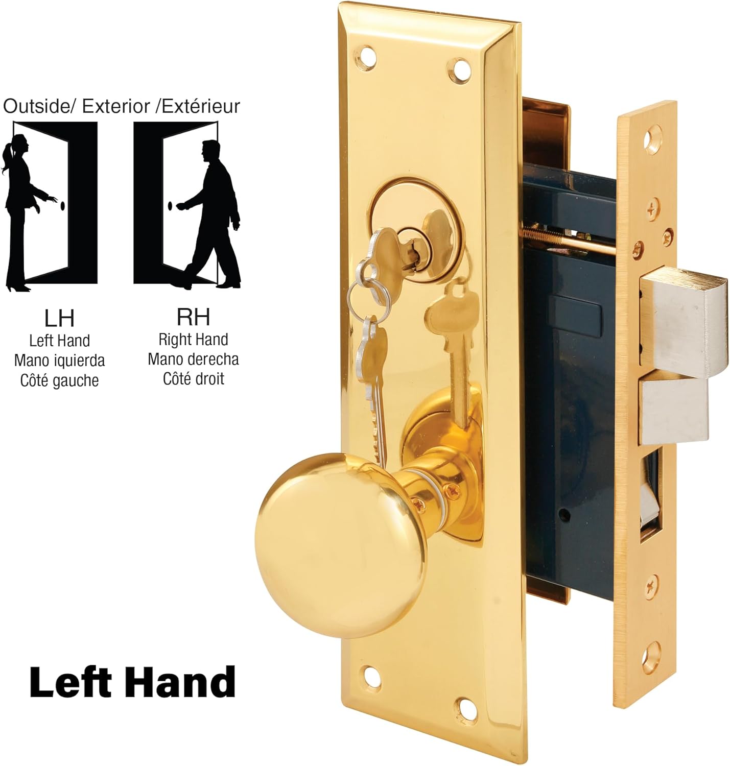 Prime-Line SE 26000 Diecast Single Cylinder Entry Door Mortise Lockset, 2-1/2 Inch Backset, Brass Finish (Single Pack)