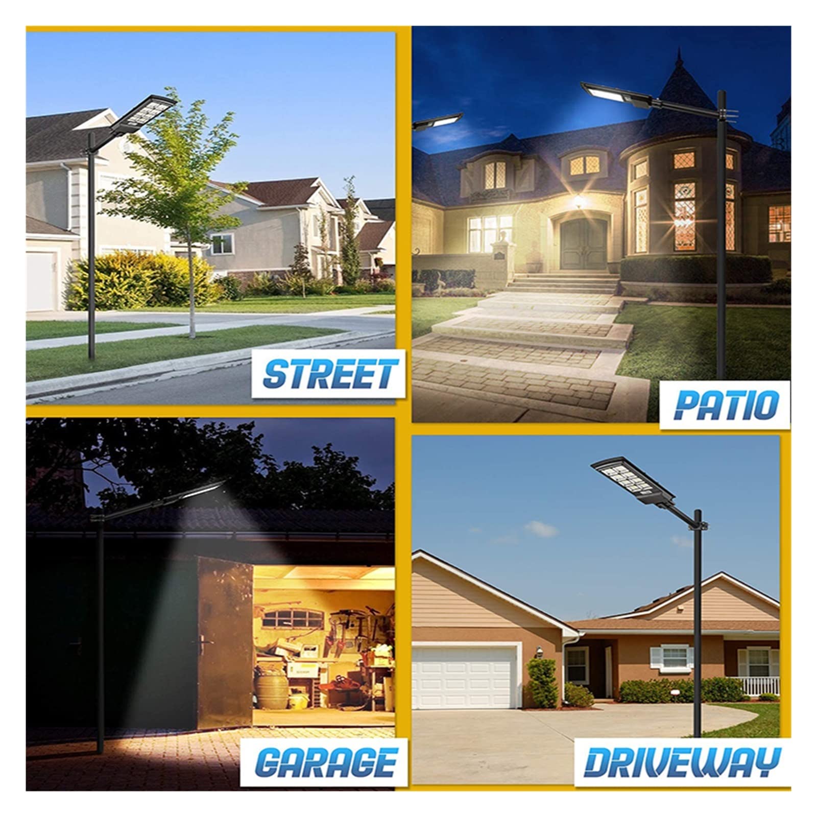 Zewnętrzna lampa solarna, Solar Street Lights Outdoor 10000LM Z pilotem Czujnik ruchu Solar Outdoor Lampa LED do garażu ogrodowego(A2-branco)