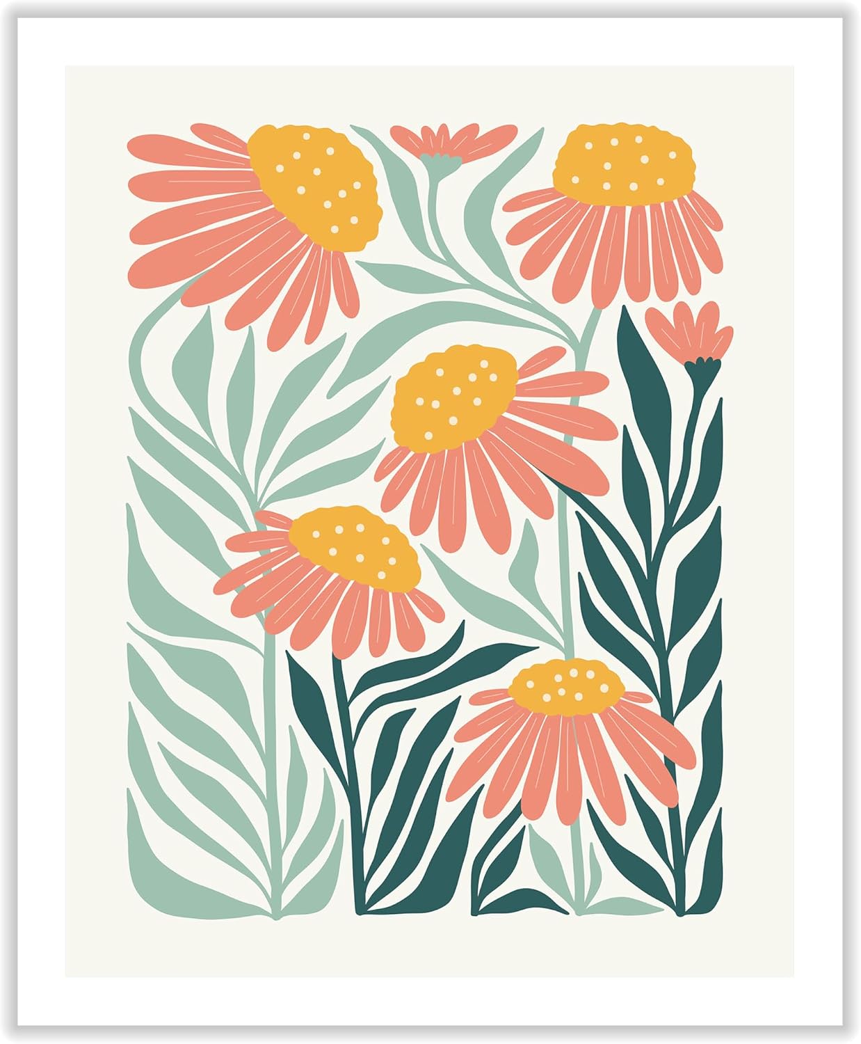 Poster Master Leopard Canvas - Retro Jungle Print - Modern Floral Art - Groovy Abstract Design - Trendy Chic Boho Art - Aesthetic Kid's Room or Nursery Wall Decor - 8x10 STRETCHED Canvas