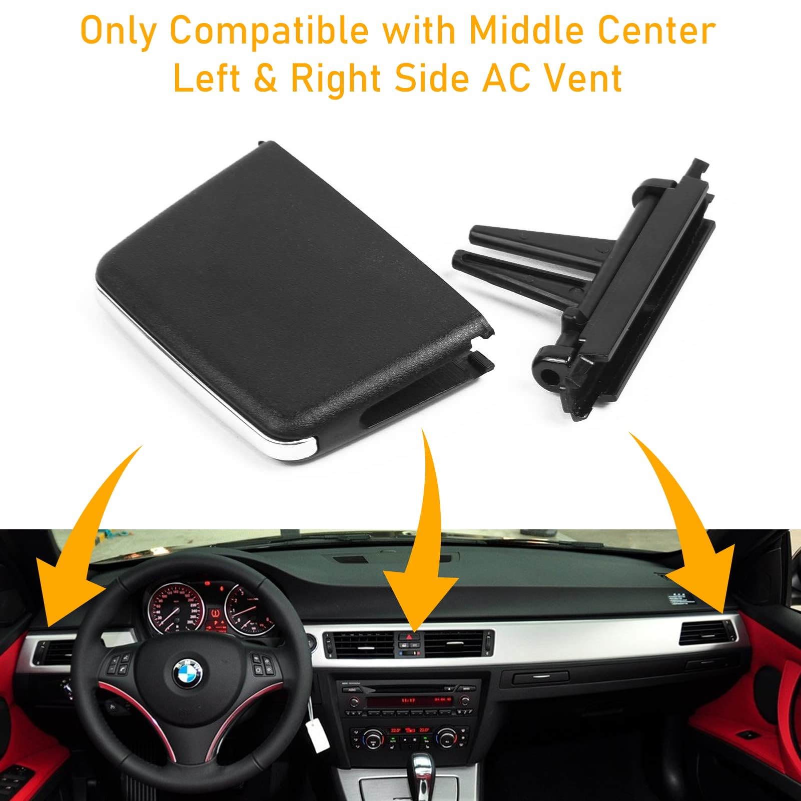 TTCR-II 1PCS AC Clip Lüftungsgitter Kompatibel mit Auto AC Entlüftungsclip 3er E90 E91 E92 E93 320i,325i,328i,330i,335i (2005-2011) Lüftungsgitter Clip Vorne,Klimaanlage Luftgitter Clips(Vorne)