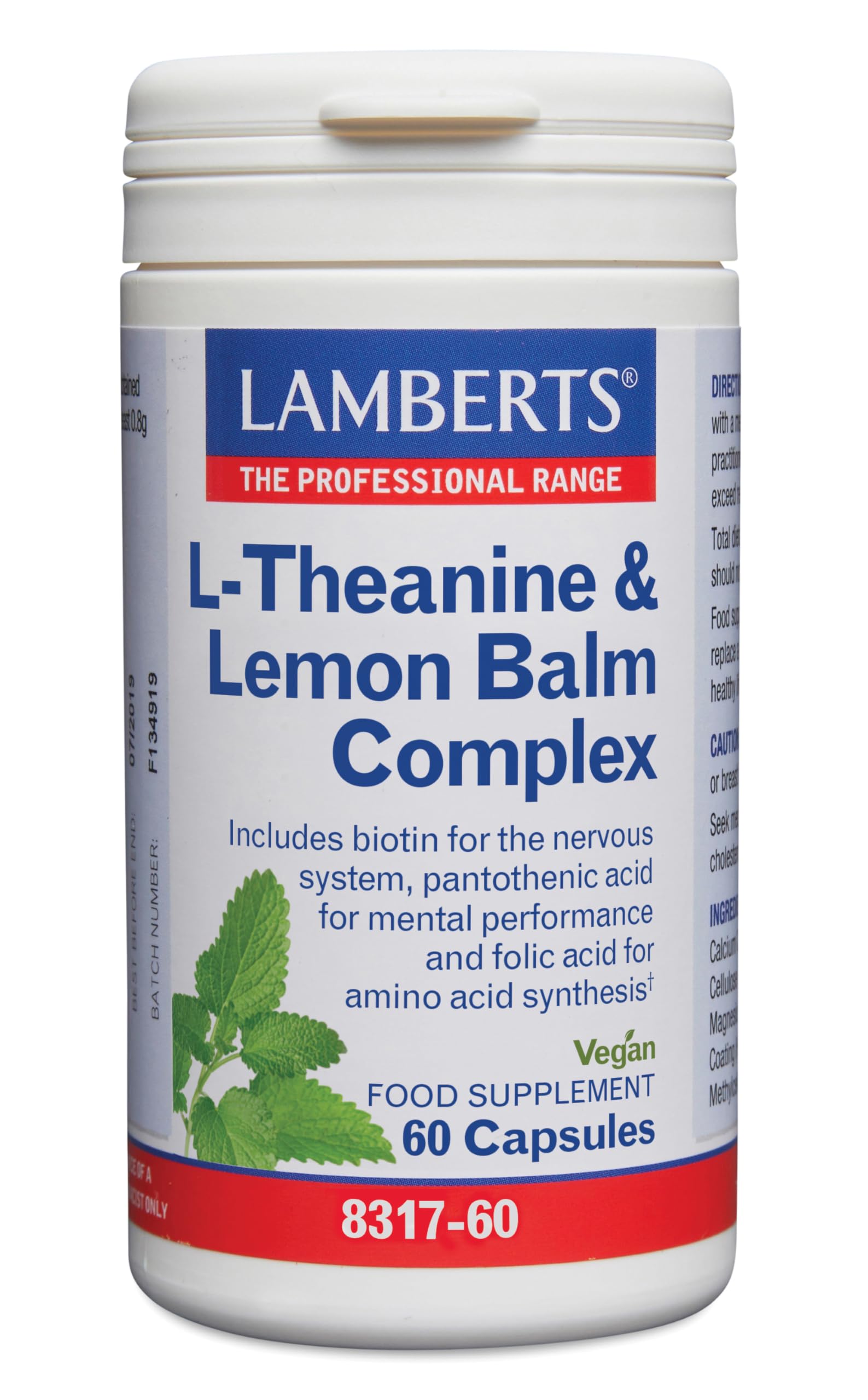 Lamberts L Theanine with Lemon Balm Vegan - 60 Capsules