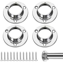 25mm Wardrobe Rail Brackets with Holding Screws, Stainless Steel Flange Rod Holder for Wardrobe Hanging Rod, Chrome Closet Rod End Supports Bracket for Clothes Rail, Towel Bar 25mm-4pcs