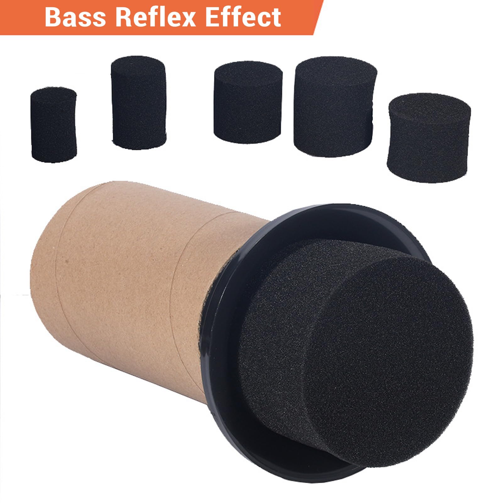 2Pcs 85mm x 100mm Speaker Port Tube Sponge, Subwoofer Bass Reflex Tube Bass Woofer Box Port Tube Vent Sponge for Enhanced Sound Effect