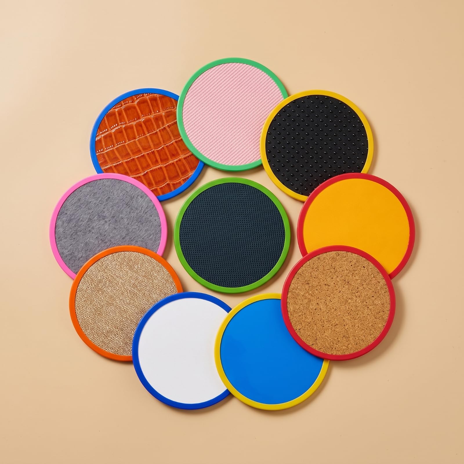 10 Pièces Disques Marquage Colorés | Dos Adhésif Pratique, Disque seoriel en Silicone, Conception Ronde Compacte, Disque Motricité, pr, Crèche