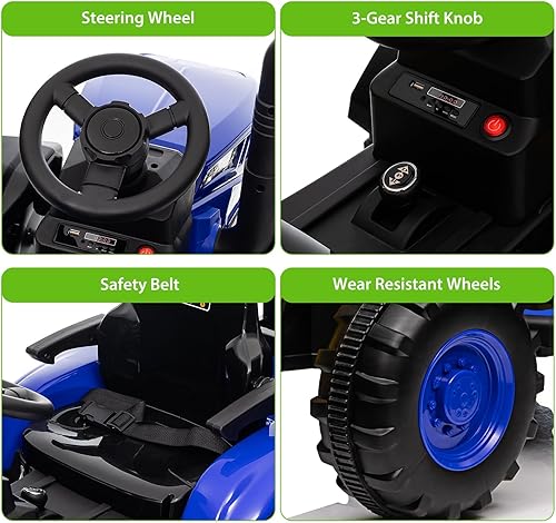 Miniatura 3 de Juguete ATV para niños de 12 V, 4 ruedas, con batería, vehículo de juguete con música, bocina, velocidades altas y bajas, luces LED, juguete