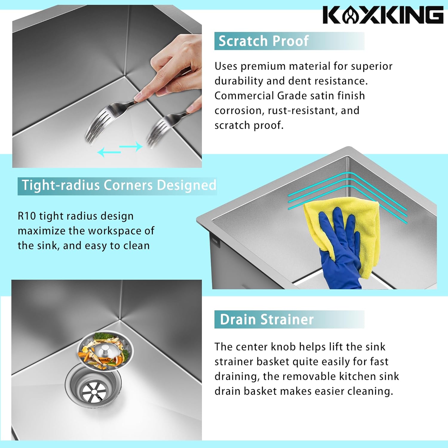 15x17 Inch Undermount Bar Sink, 18 Gauge 304 Stainless Steel Small Kitchen Sink for RV, Laundry, Office with Basket Strainer & Anti-Clog Grid