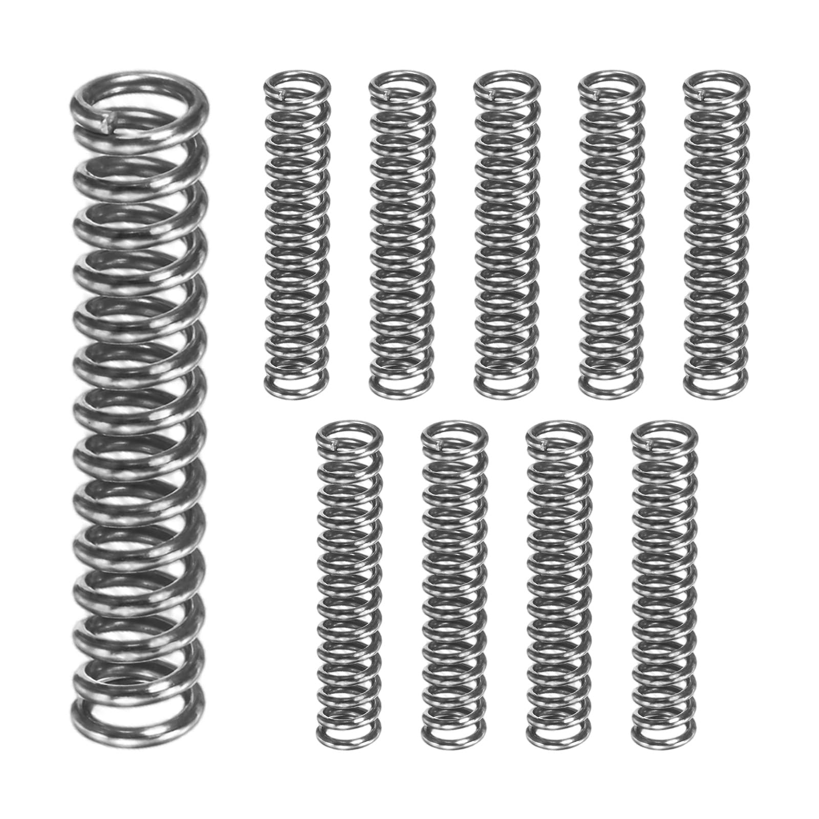 M METERXITY 10-Pack Compression Springs, 30mm Length 6mm OD 304 Stainless Steel Pruner Replacement Springs for Garden Tool/DIY/Mechanical Repair Replacement [Silver Tone, 1mm Wire Size] — image 1