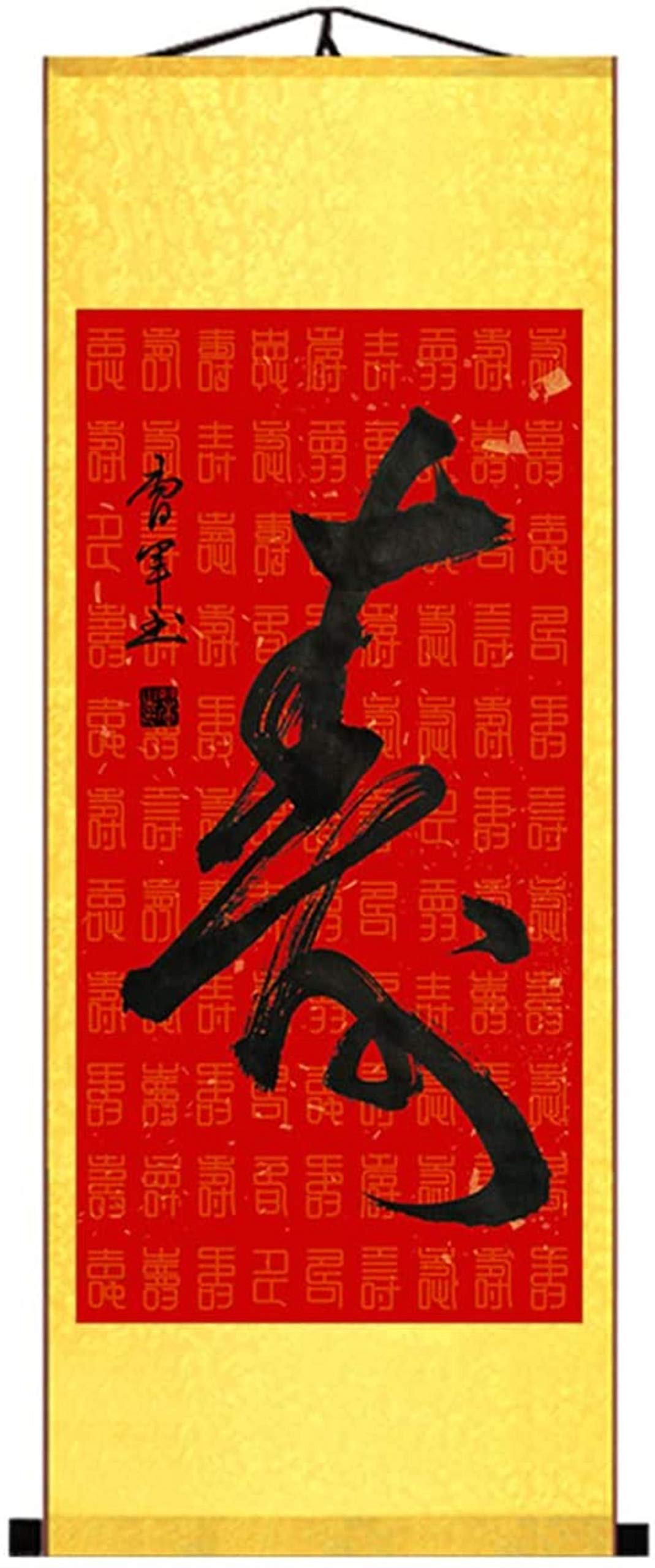 Vrfvsdasaas Style 3 Chinese Wall Art, Prints Canvas Scroll Paintings Style Chinese Calligraphy Art Longevity Wall Hanging Silk Painting(Style 3)