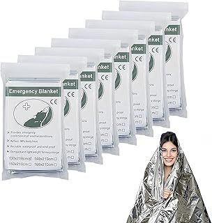 Yeqqzq Emergency Foil Blanket, Emergency Survival Kit, 8 Pack Thermal Blanket, Survival Blankets for Outdoors, Hiking, Survival, Marathons or First Aid