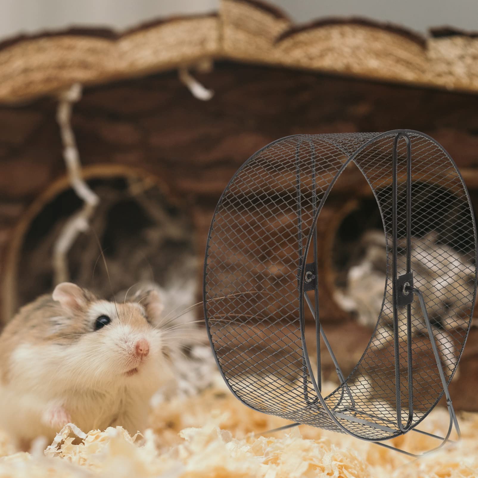 Generic Roue Dexercice Silencieuse Roue d'exercice pour Hamster - De Fer pour Hamster - De Course pour Hamsters Hérissons Écureuils Gerbilles Autres Petits - Noir Taille M De Hamster 28cm