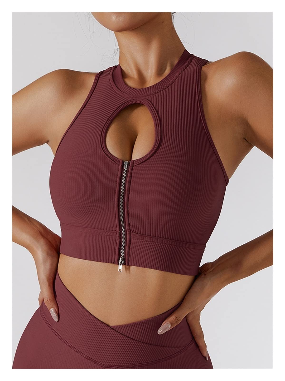 Telusu Bralette Deportivo Postoperatorio para Mujer Alto Soporte Sujetadores De Yoga Acolchados con Cierre Frontal Fitness Sujetador Camisas Lencería (Color : Vintage Red, Size : S/Small/8)
