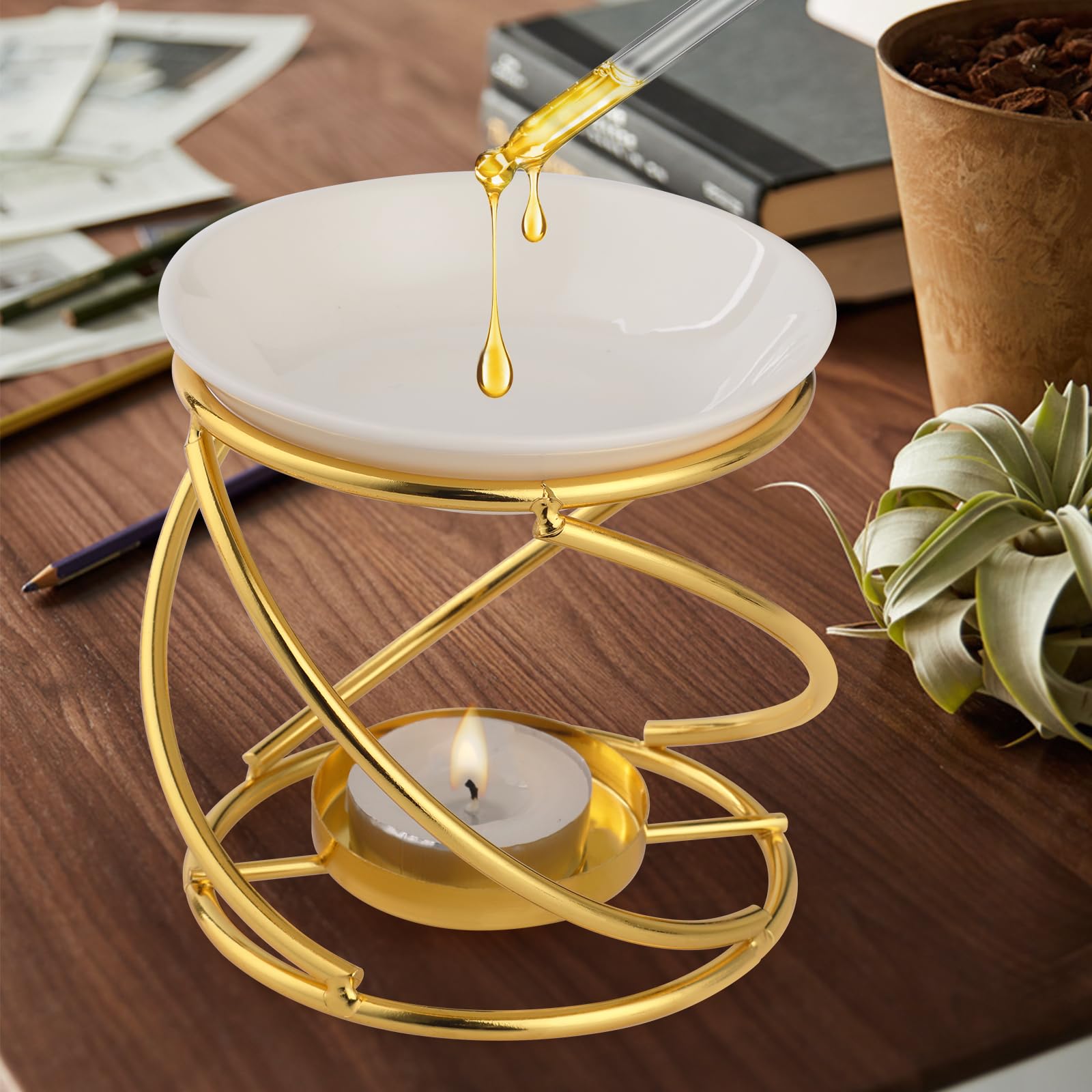 thumbnail: Keramische Theelicht Houder - Essentiële Olie Brander En Wax Melt Warmer