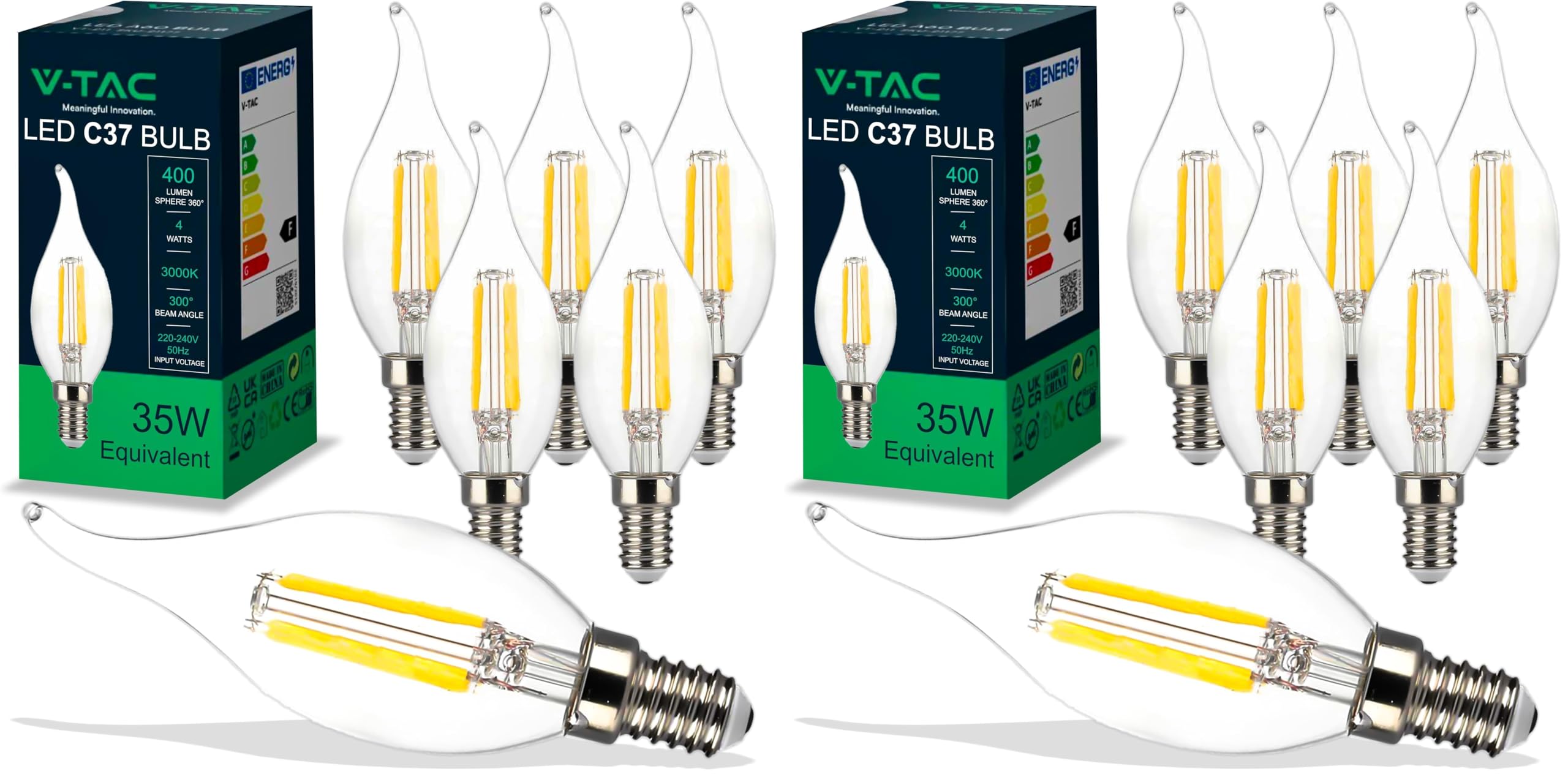Ampoules LED Filament Flamme Bougie E14 4W Économie Énergie 3000K 6pcs