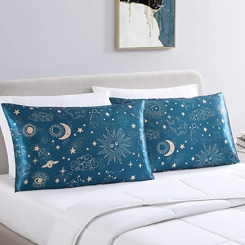 Miniatura 2 de EXQ Home - Funda de almohada de satén para cuidar el cabello y la piel, funda refrescante de tamaño King, juego de 2 fundas de almohada de satén con