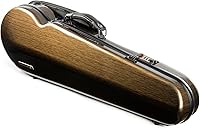 Vista 2 de Estuche para violín Christina 4/4 de tamaño completo, de fibra de carbono de alta resistencia, triángulo, con candado combinado y bolsa extra, Dorado