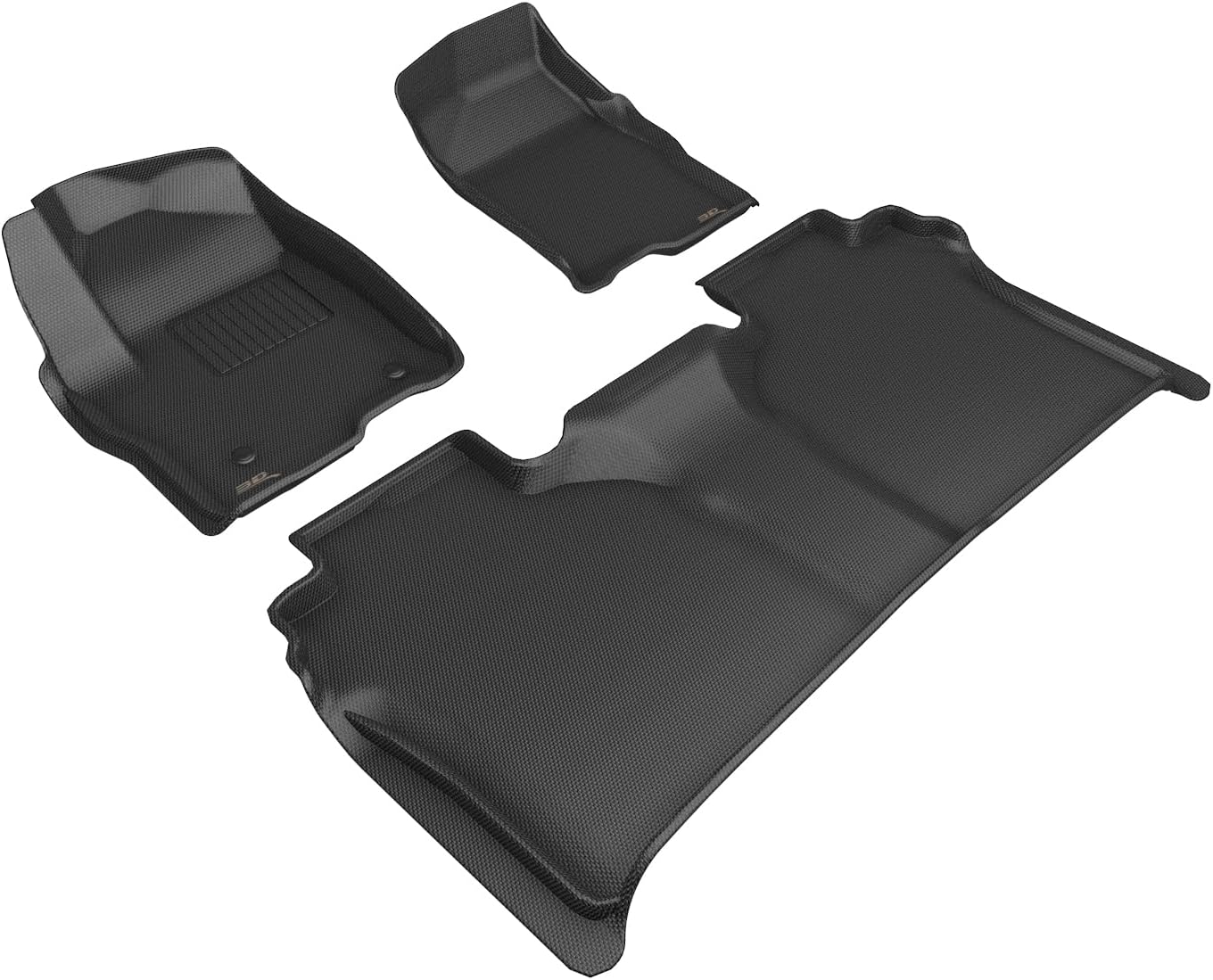 3D MAXpider Custom Fit Kagu Floor Mat (Black) Compatible with GMC Sierra 1500 Crew Cab 2019-2026 / 2500HD/3500HD Crew Cab 2020-2026 (w/ Bucket Seats, Rear Carpeted Underseat Storage) - Full Set