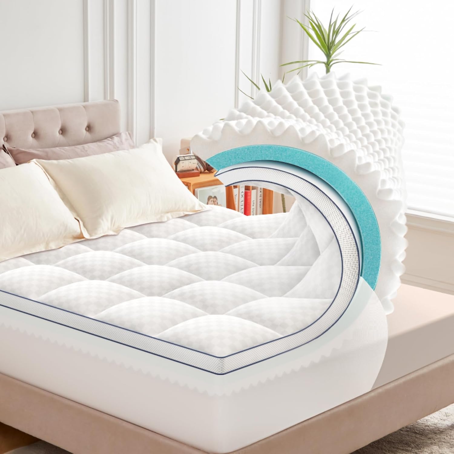 Twin Mattress Topper, 4.5 Inch Memory Foam Mattress Topper for Back Pain & Pressure Relief – 2.5″ Cooling Memory Foam Soft and Supportive + 2″ Pillow Top Mattress Pad Cover, with 8-21″ Deep Pocket Twin Mattress Topper, 4.5 Inch Memory Foam Mattress Topper for Back Pain & Pressure Relief – 2.5″ Cooling Memory Foam Soft and Supportive + 2″ Pillow Top Mattress Pad Cover, with 8-21″ Deep Pocket