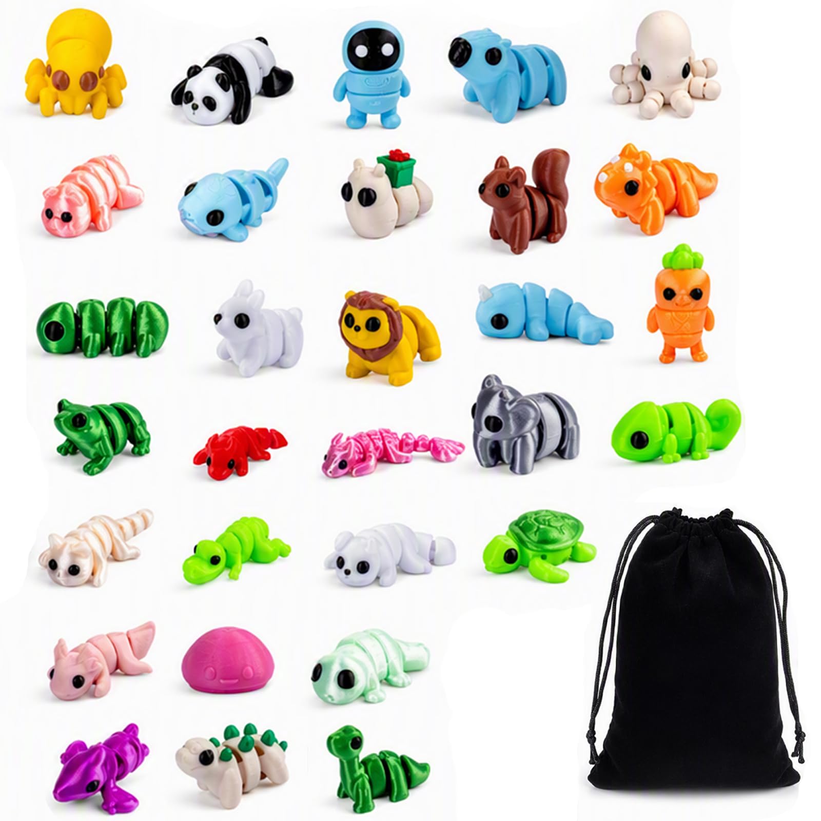Aiiweuc Mini 31-Pack 3D Printed Animals with Storage Bag