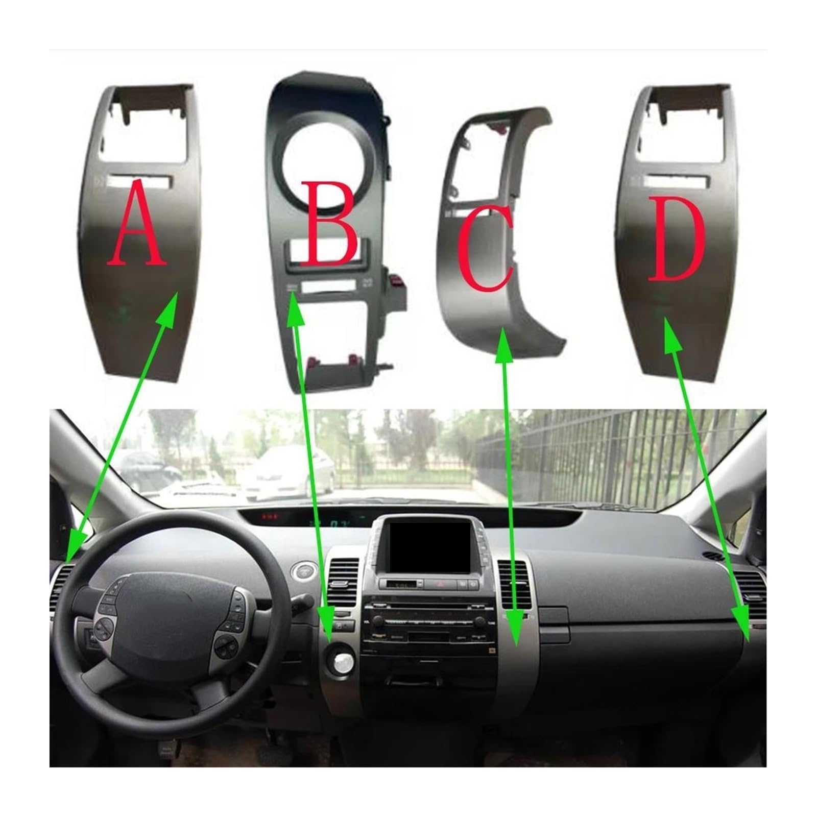 Copertura Bocchetta Aria Cruscotto Interno Centrale Auto Non Si Danneggia Facilmente Accessori Lunghi Pannello Aria Per Toyota Per Prius 2004-2009 Uscita aria condizionata Auto(C)