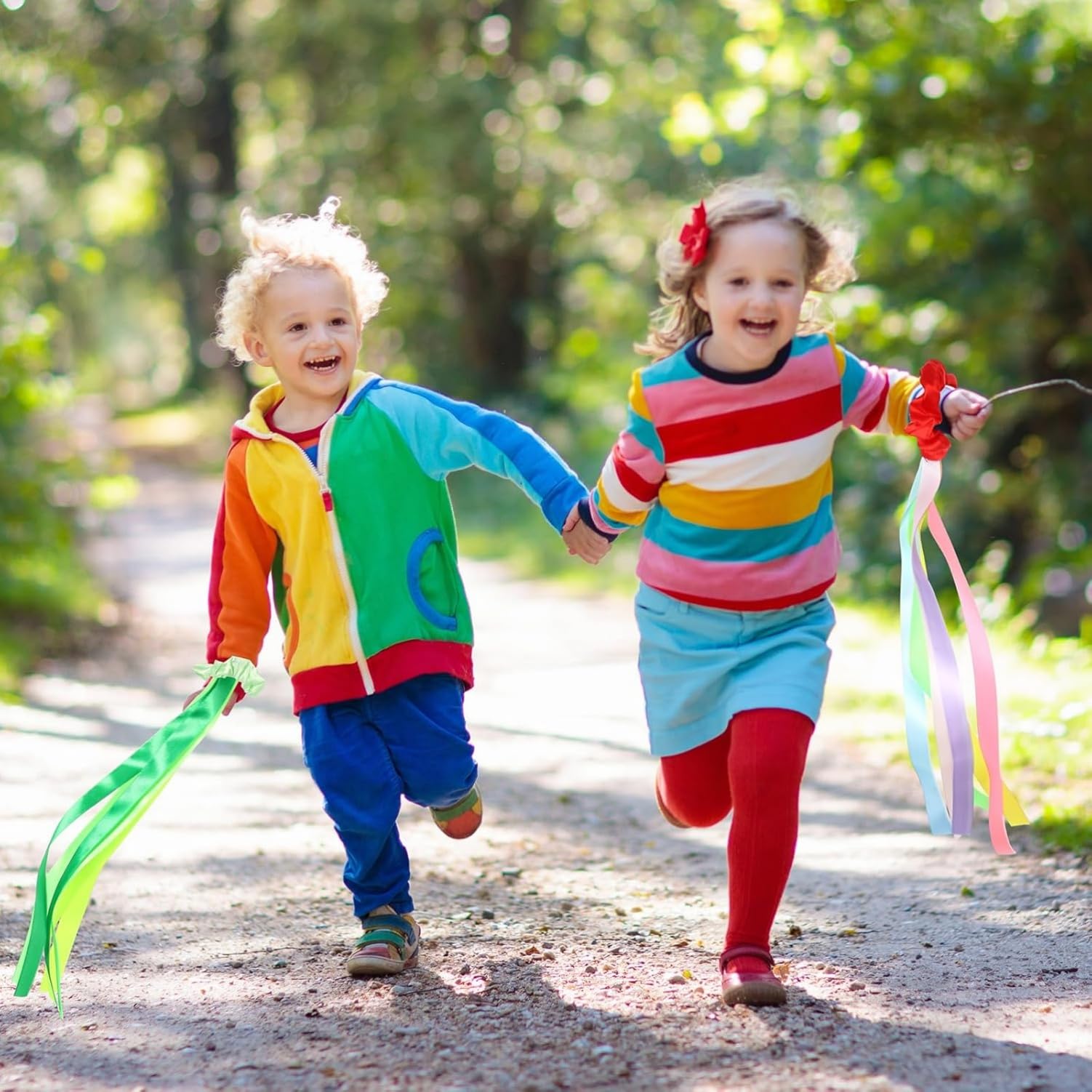 Lot de 12 bandes de danse arc-en-ciel - Bandes rythmiques pour poignet - Décoration de gymnastique pour enfants et adultes