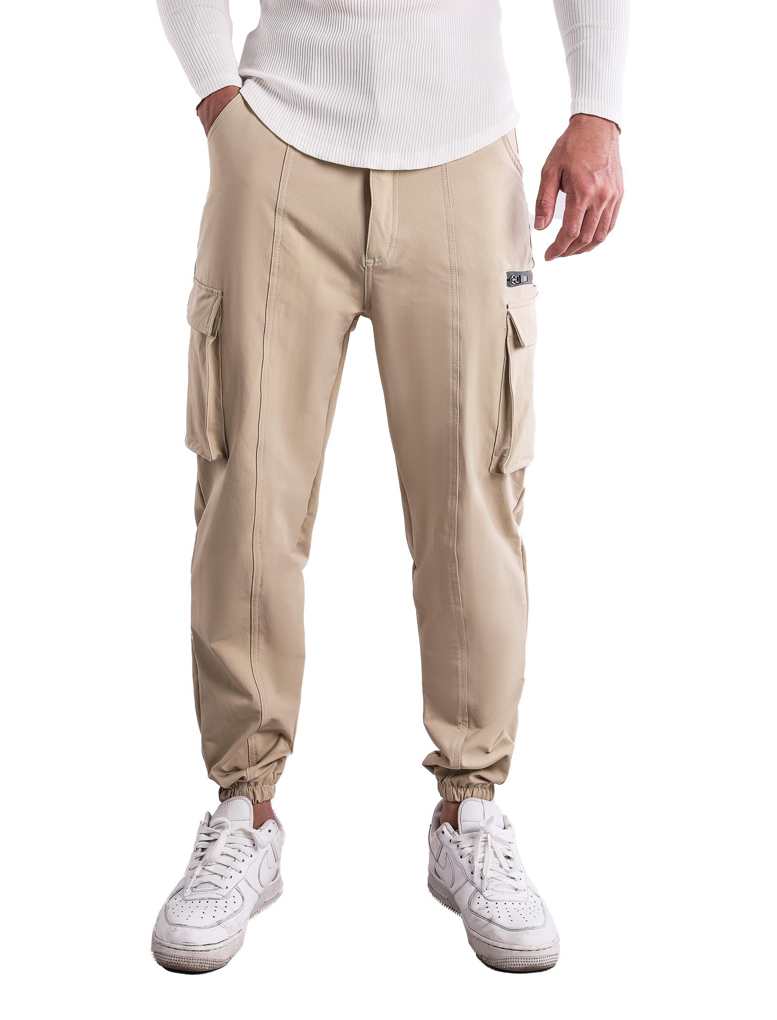 Men's Corduroy Jogger Pants - Casual Cargo Sweatpants With Drawstring Waist