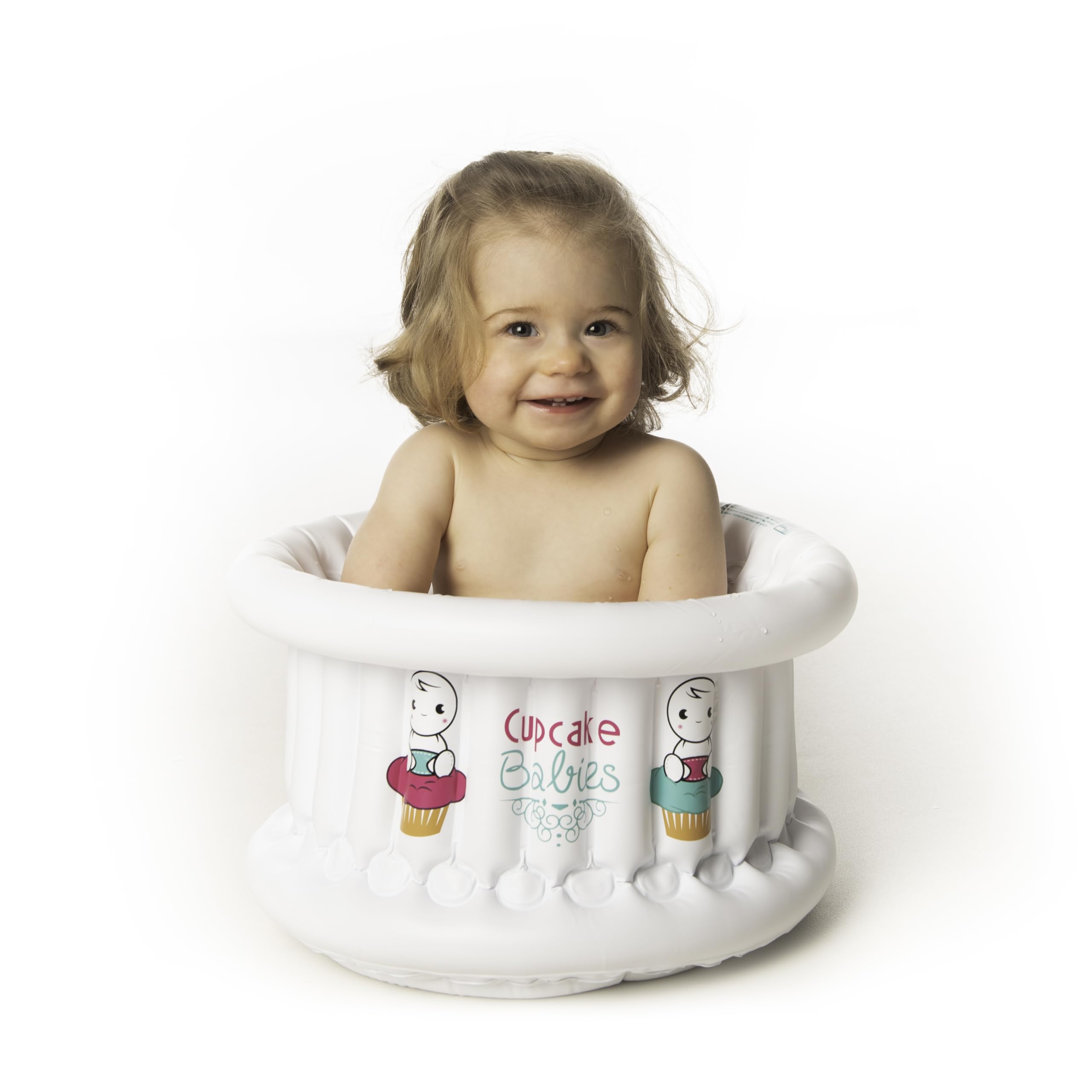 Kleine aufblasbare Badewanne, bequem für Babys und Kinder bis 12 Monate, für drinnen und draußen geeignet, Ø 35 cm x 22 cm, weiß