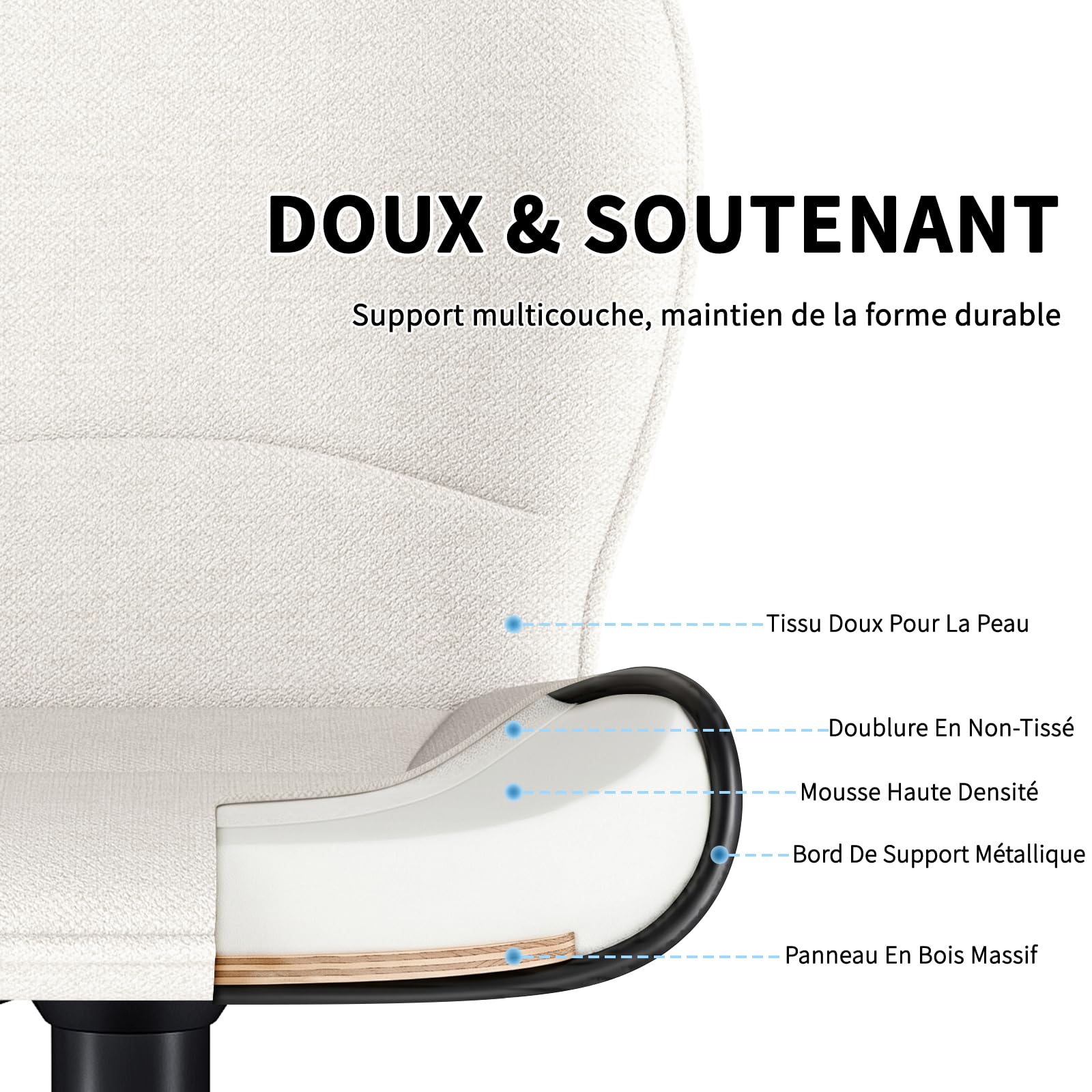 LEWE Tabourets de Bar Modernes Lot de 2, Réglables en Hauteur Chaise de Bar Pivotant à 360°, avec Dossier, Repose-Pieds Métallique pour Cuisine Bar, Salle à Manger, Salon-Beige