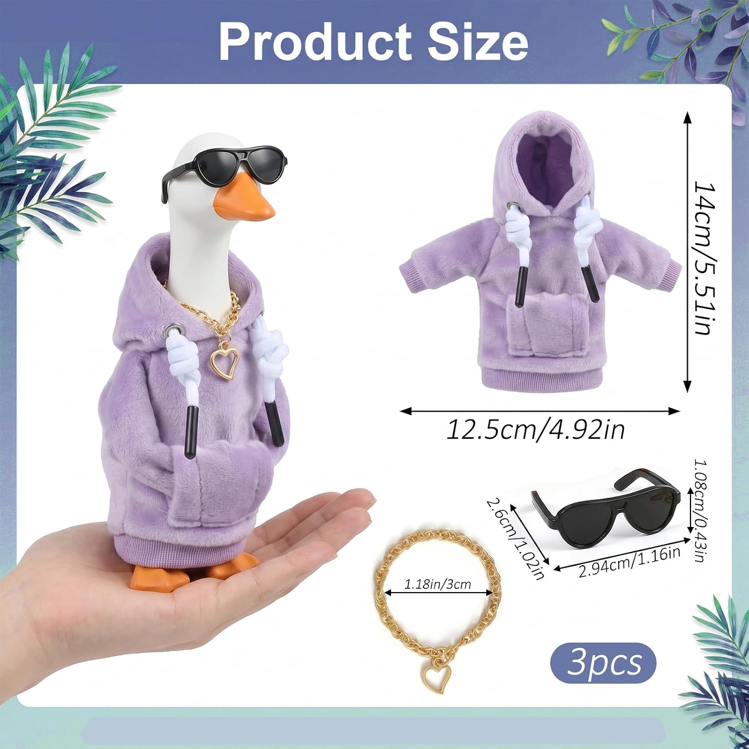 3Pcs Mini Desk Goose Outfits Set Desktop Goose Clothes image 2