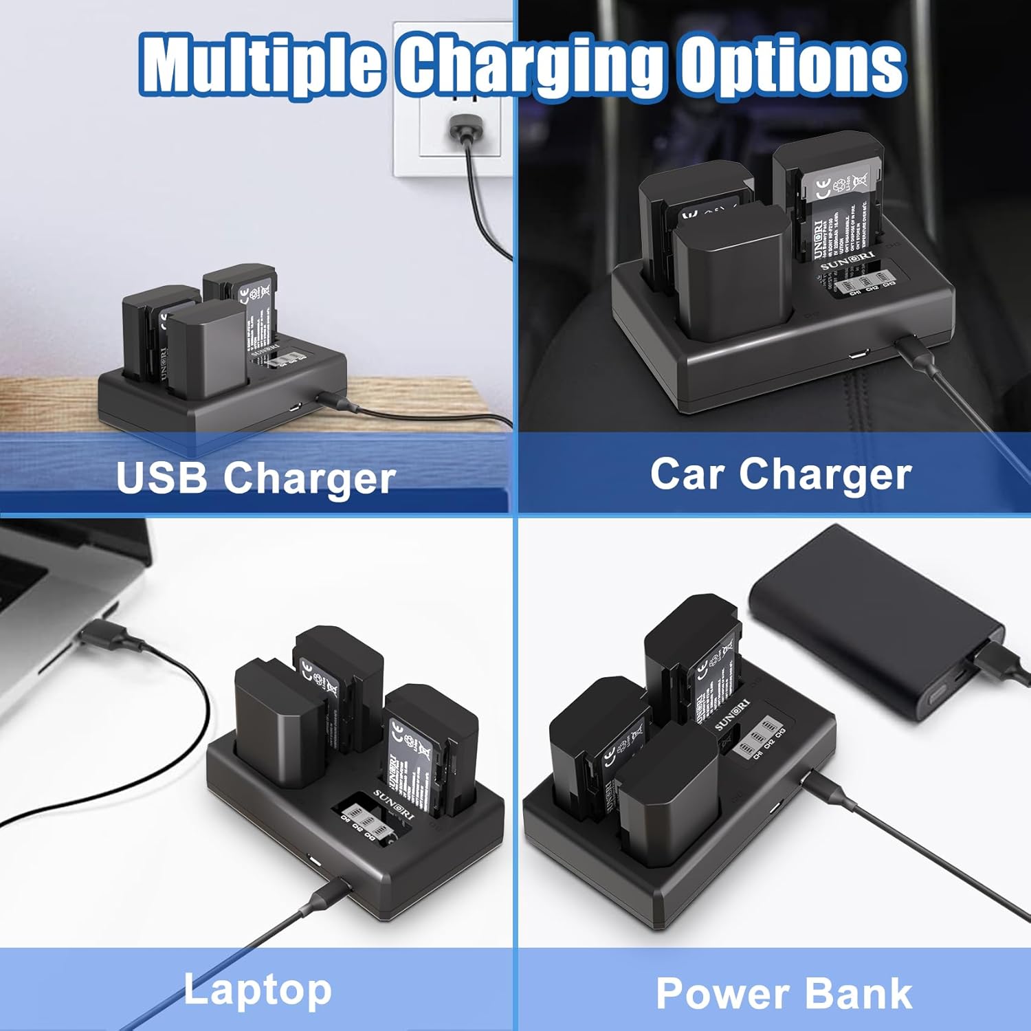 NP-FZ100 Replacement Battery 3 Pack and Triple Slot Charger Compatible for Sony ZV-E10ii, A7iii, A7iv, A7C, FX3, FX30, A9, A6600, A6700, ZV-E1, Alpha 9, A9S, A7R III, A7R IV, A7RV, 2280mAh