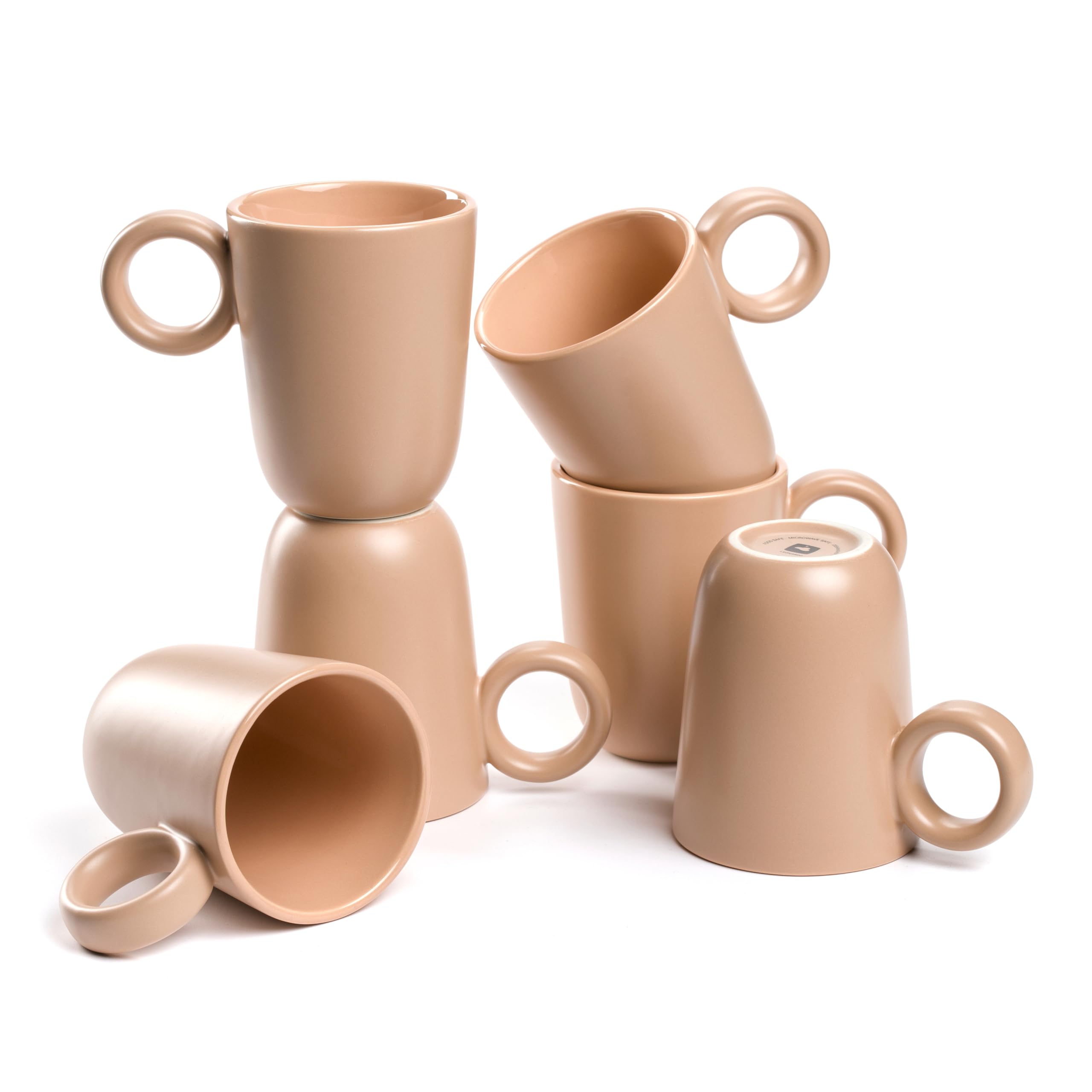 LEONARDO HOME Set di 6 tazze da caffè ROMA • Capacità: 400 ml • moderna tazza con manico • realizzata a mano in ceramica di alta qualità • impilabile • lavabile in lavastoviglie e adatta al microonde
