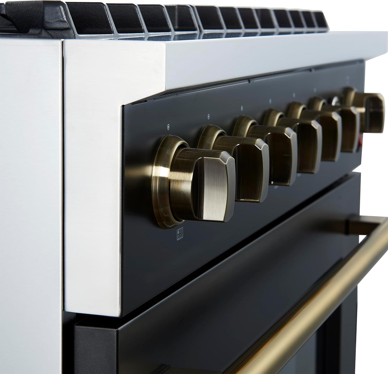 Forno Marco 36 Inch Gas Range with Antique Brass Accents, 6 Sealed Burners 67,000 BTU, Large 5.36 cu.ft. Convection Oven with Temperature Gauge, Professional Freestanding Kitchen Stove - Black