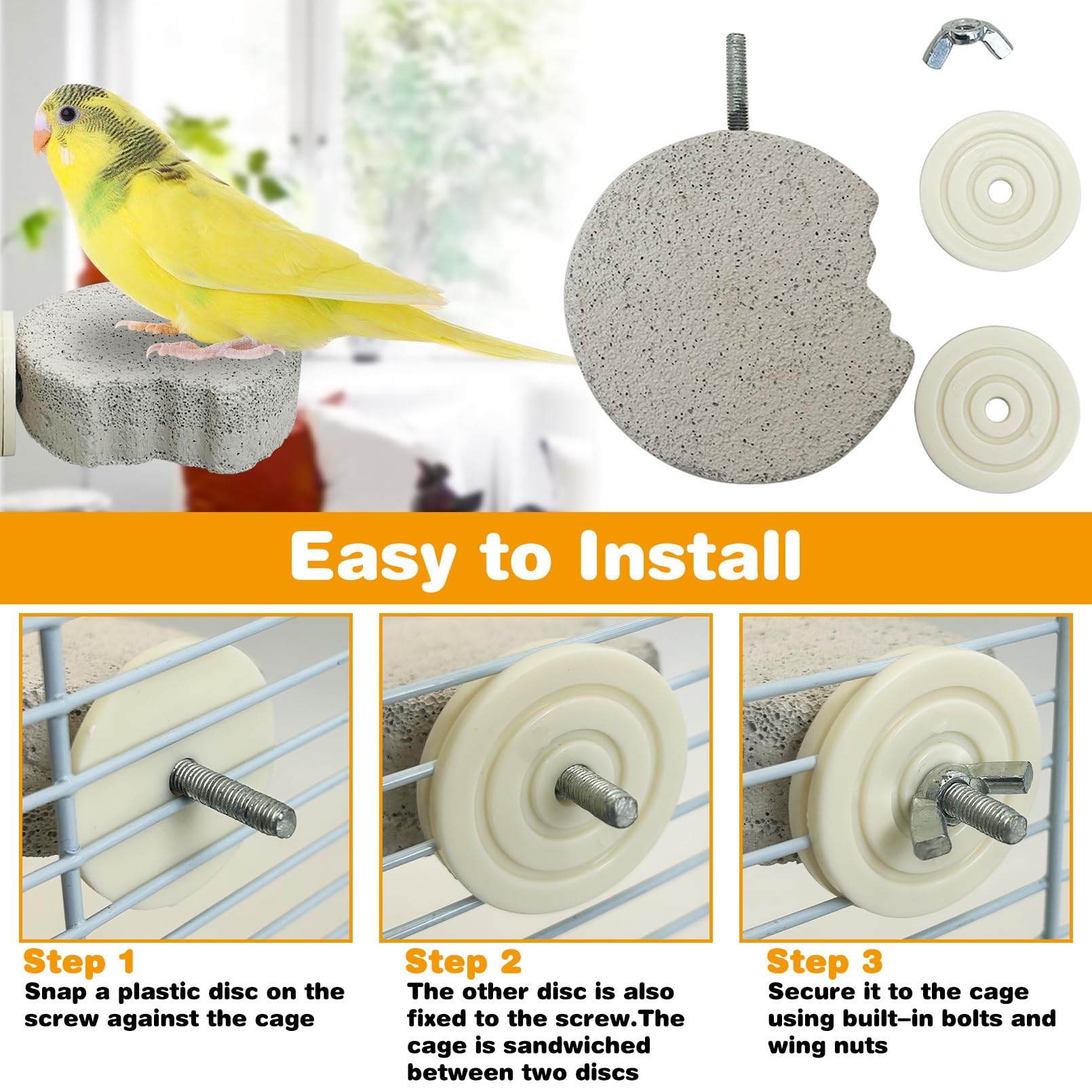 PINVNBY 4 PCS Bird Perches Calcium Parrot Perch Stand Bird Beak Grinding Stone Foot Claws Trimmer Parrot Chewing Toys Bird Cage Accessories for Budgie Cockatiel Conure Lovebird Finch - image 6