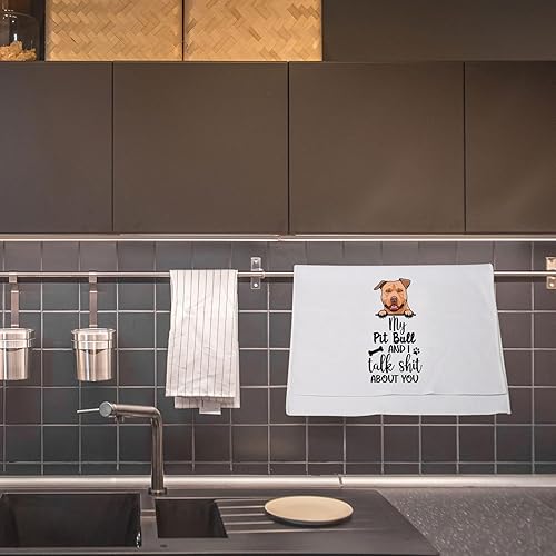 Miniatura 5 de LEVLO Pit Bull Lovers Gift My Pit Bull and I Talk Shit About You Toalla de cocina para dueño de perro (My Pit Bull)