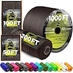TECEUM Paracord Type III 550 Chocolate - 1000 ft - 4mm - Tactical Rope MIL-SPEC - Outdoor para Cord -Camping Hiking Fishing Gear and Equipment - EDC Parachute Cord - Strong Survival Rope 014