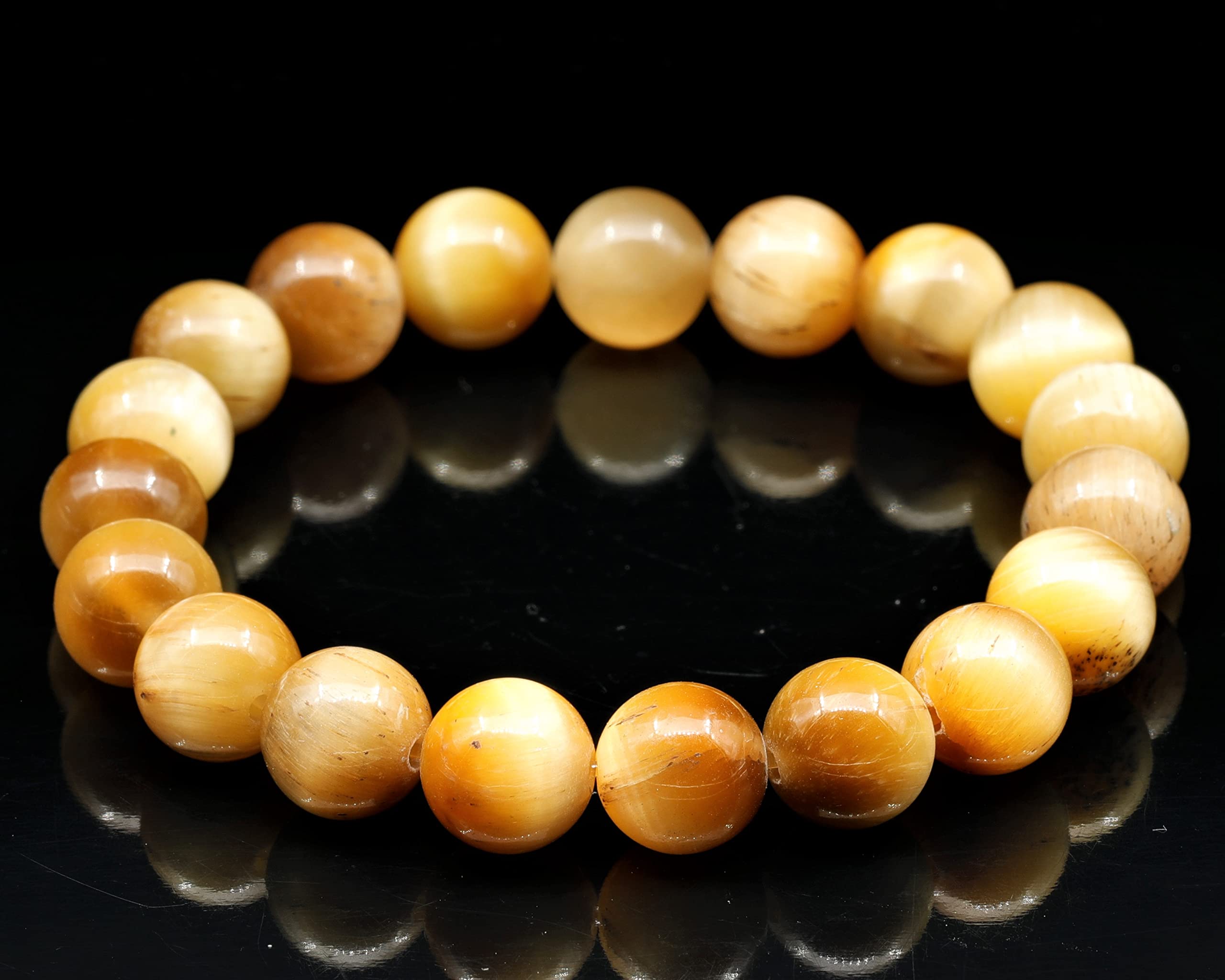 Dehnbares Armband aus natürlichen goldenen Tigerauge-Perlen, echter Goldkristall, Löwe, Edelstein elastisch, 8 mm Perlen, Modeschmuck