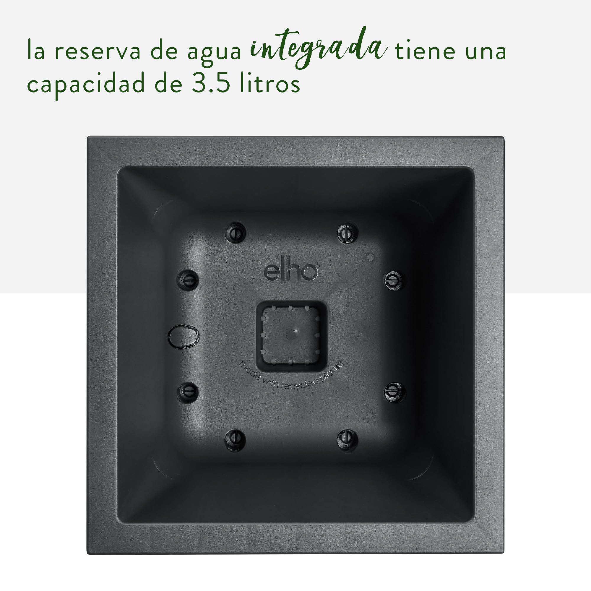 Elho Vivo Next Square 30 - Jardinera por Interior y Exterior - Ø 29.5 x H 29.5 cm - Living Black | 29,5 x 29,5 x 29,5 cm (largo x ancho x alto). Apto para uso en interiores y exteriores. Plástico 100% reciclado