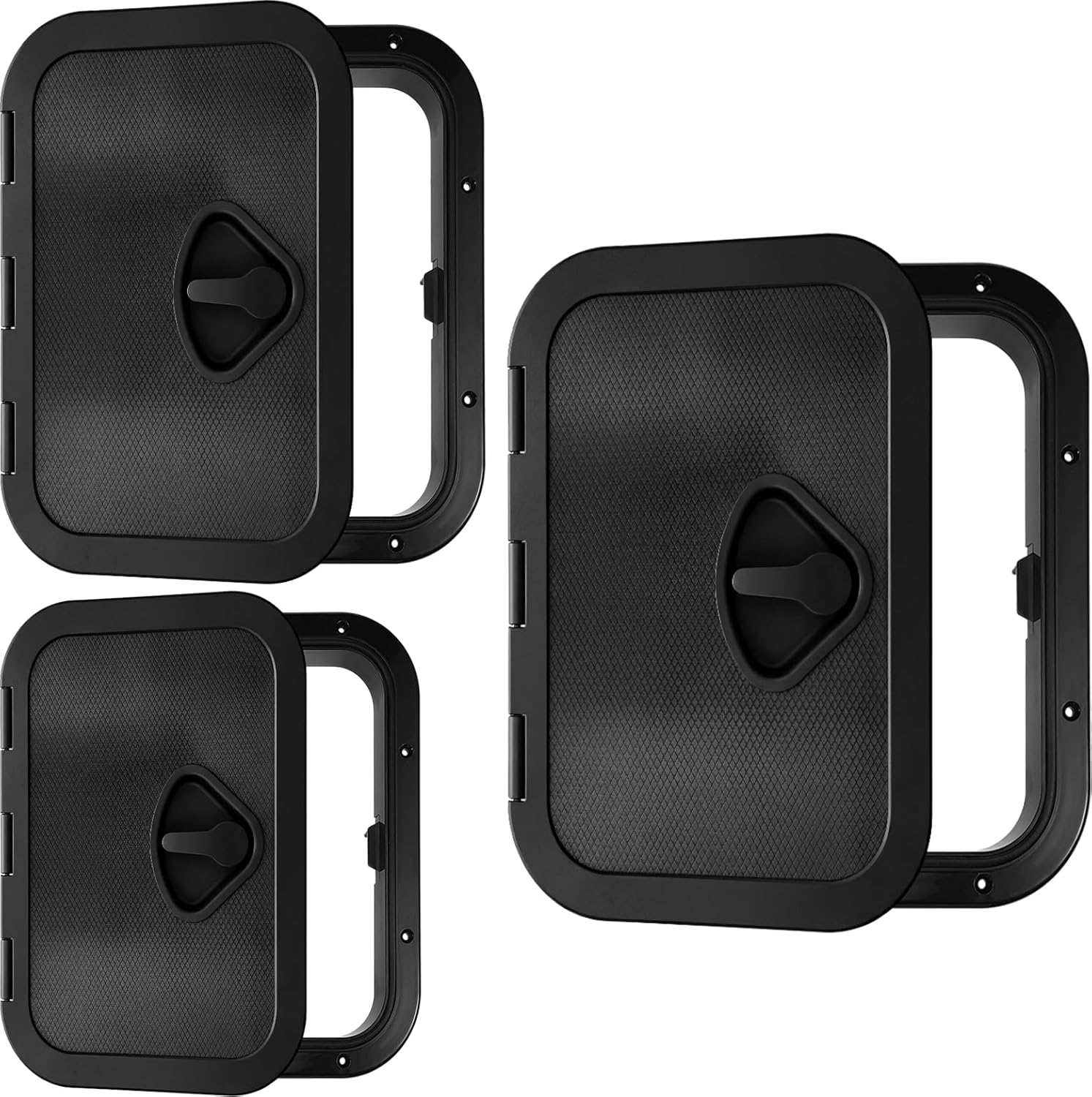 3 Pcs Marine Deck Access Hatch Black 24 x 14 in, 17.3 x 12.4 in, 14.8 x 10.6 in, Rectangular Boat Deck Hatch & Lid for Marine Boat