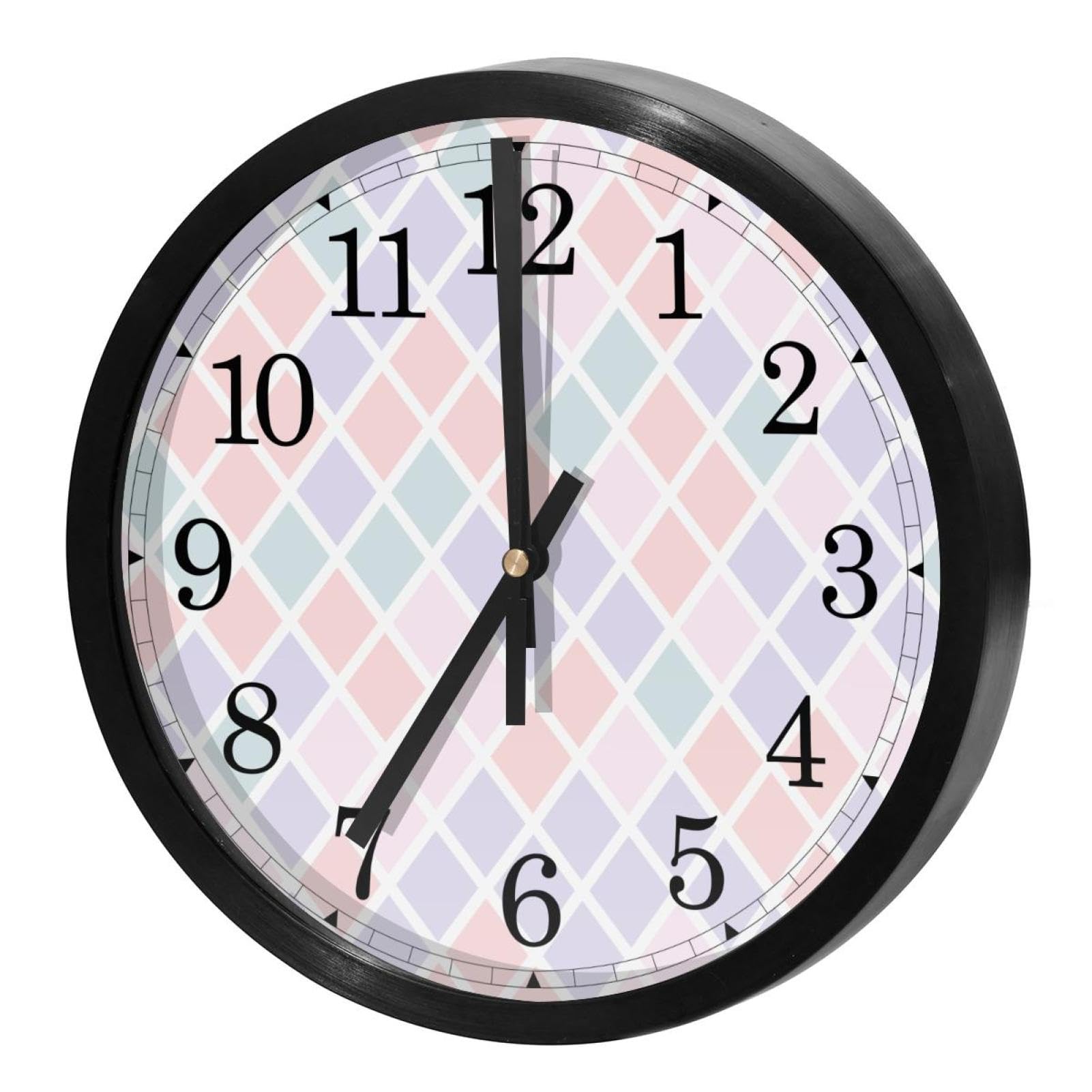 Horloge murale silencieuse pour bureau et cuisine au motif chic en pâte à diamant
