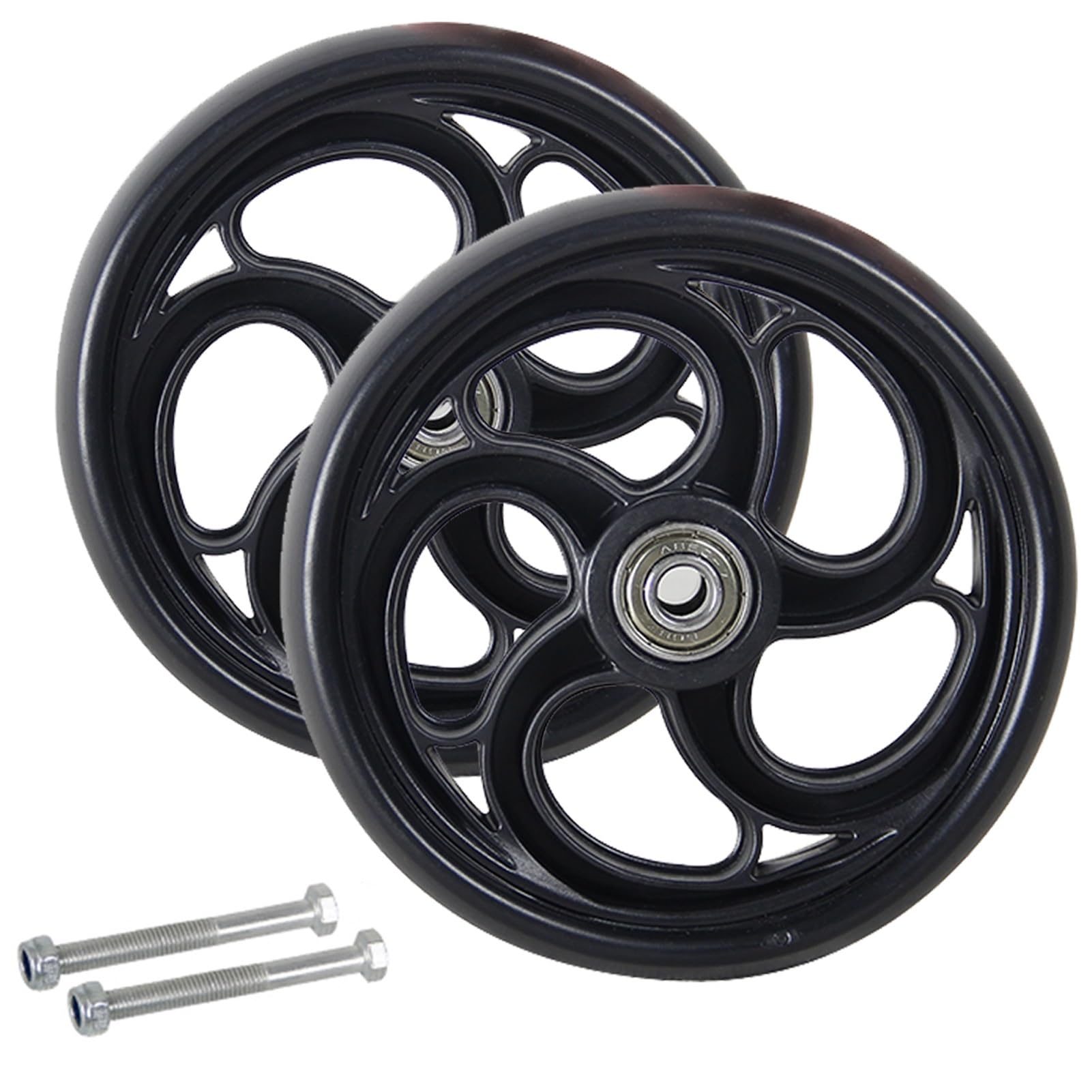Ruedas para Sillas de Ruedas Rueda de Repuesto de 5/6/8 Pulgadas para Andador en Silla de Ruedas, Ruedas Delanteras para Silla de Ruedas Ruedas con Andador Ruedas Antideslizantes Negras, 2 C