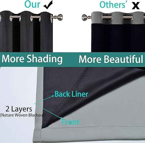 Miniatura 5 de Yakamok - Cortinas 100% opacas para dormitorio, bloqueo de luz, aislamiento térmico, reducción de ruido, cortinas opacas (62 pulgadas de ancho x 63