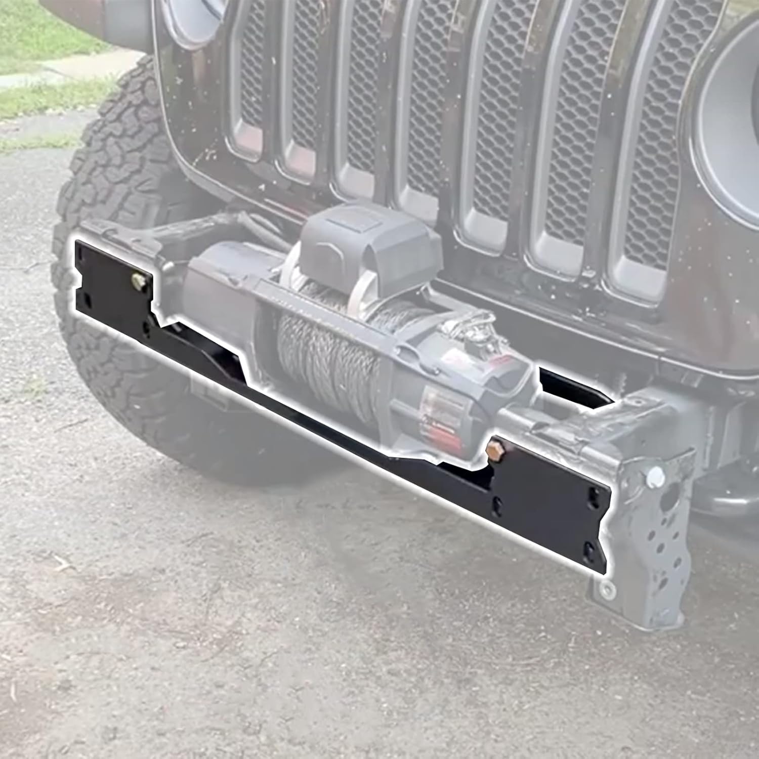 Wsays Winch Mounting Bracket Kit 13,000lbs Front Bumper Winch Mount Plate Compatible with Jeep Wrangler JL/JLU & Gladiator 2018-2024 with Metal Bumper
