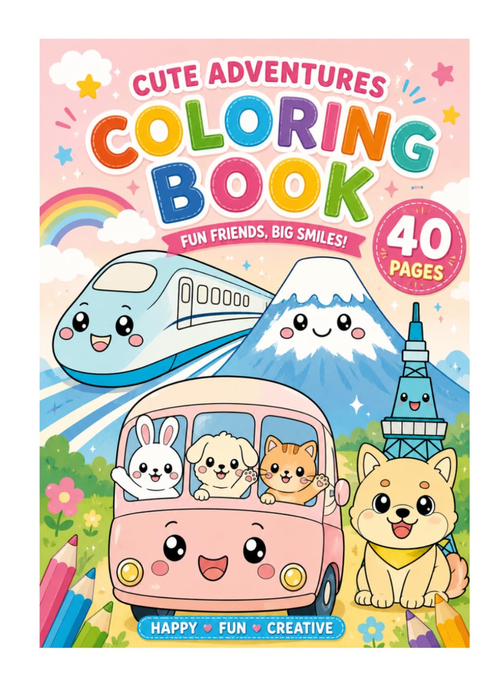 CUTE ADVENTURES COLORING BOOK: FUN FRIENDS,BIG SMILES!