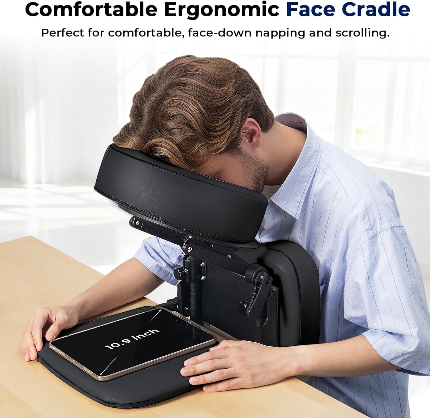 Udefineit 3 in 1 Multifunctional Portable Face Down Cradle Massage Kit for Desktop, Massage Bed & Home Mattress, Deluxe Adjustable Headrest Face Pillow Bracket for Office Sleeping Nap Rest